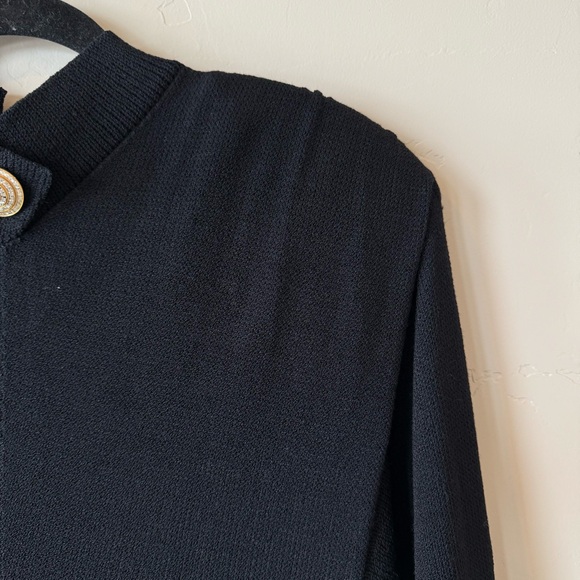 St. John For Saks Fifth Avenue Vintage 80s Knit Mock Neck Black Dress Medium - Picture 6 of 12